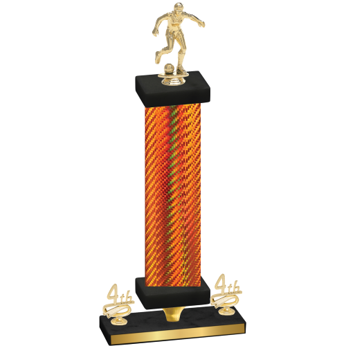 Premium Single Orange Carbon Fiber Fourth Place Soccer Trophy