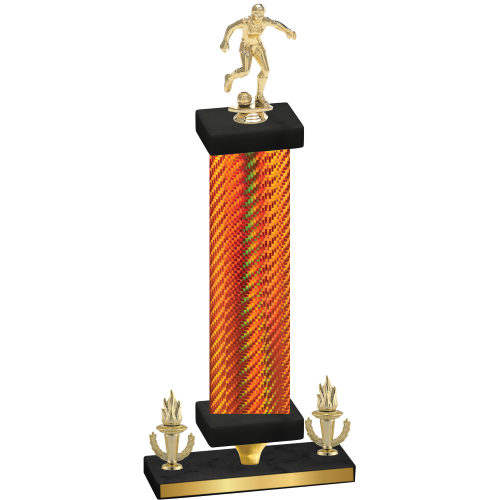 Premium Single Orange Carbon Fiber Victory Soccer Trophy