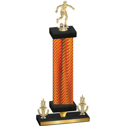 Premium Single Orange Carbon Fiber Victory Soccer Trophy