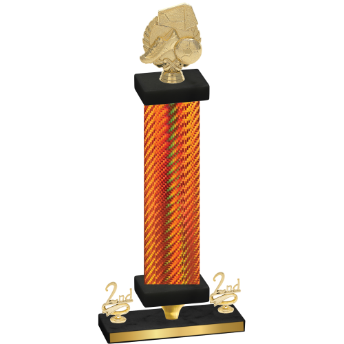Premium Single Orange Carbon Fiber Second Place Soccer Trophy