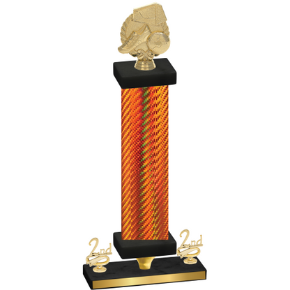 Premium Single Orange Carbon Fiber Second Place Soccer Trophy