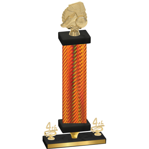 Premium Single Orange Carbon Fiber Fourth Place Soccer Trophy