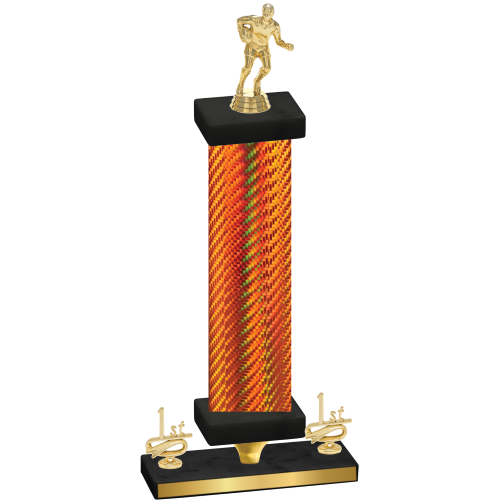 Premium Single Orange Carbon Fiber First Place Rugby Trophy