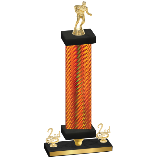 Premium Single Orange Carbon Fiber Second Place Rugby Trophy