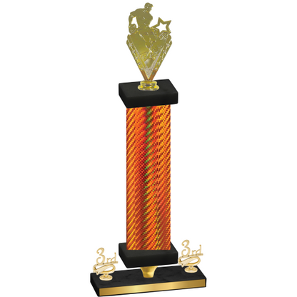 Premium Single Orange Carbon Fiber Third Place Rugby Trophy