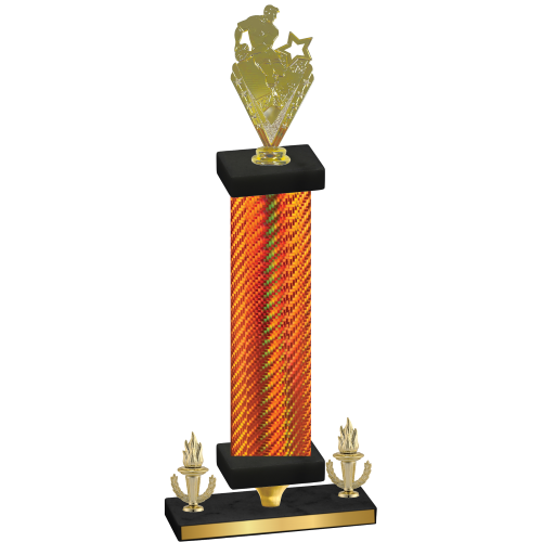 Premium Single Orange Carbon Fiber Victory Rugby Trophy