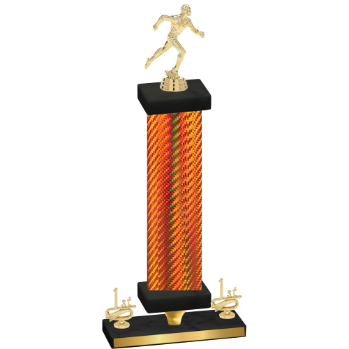 Premium Single Orange Carbon Fiber First Place Running Trophy