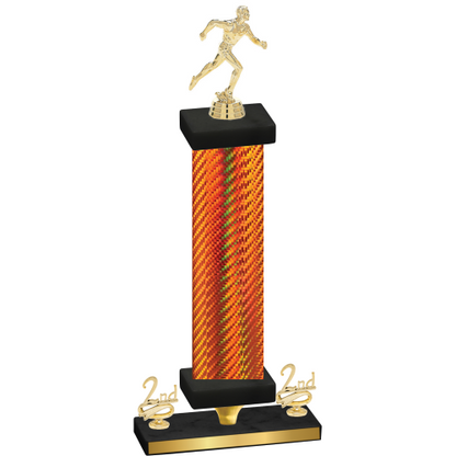Premium Single Orange Carbon Fiber Second Place Running Trophy