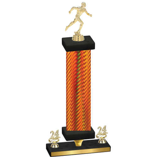 Premium Single Orange Carbon Fiber Year Running Trophy