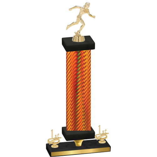 Premium Single Orange Carbon Fiber First Place Running Trophy