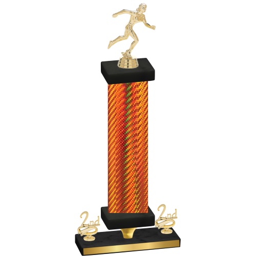 Premium Single Orange Carbon Fiber Second Place Running Trophy