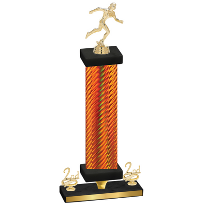 Premium Single Orange Carbon Fiber Second Place Running Trophy
