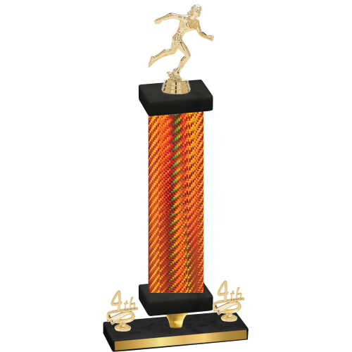 Premium Single Orange Carbon Fiber Fourth Place Running Trophy