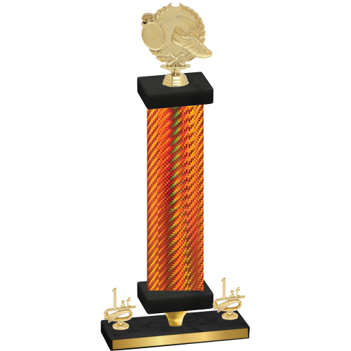 Premium Single Orange Carbon Fiber First Place Running Trophy