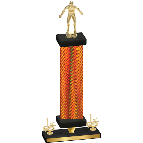 Premium Single Orange Carbon Fiber First Place Wrestling Trophy