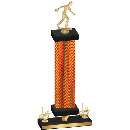 Premium Single Orange Carbon Fiber First Place Bowling Trophy