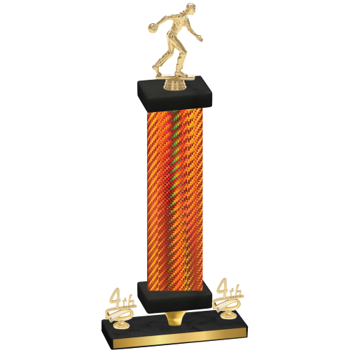 Premium Single Orange Carbon Fiber Fourth Place Bowling Trophy