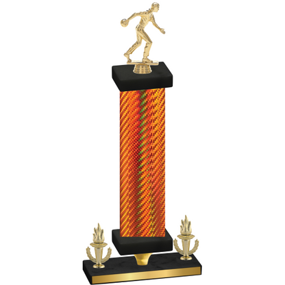 Premium Single Orange Carbon Fiber Victory Bowling Trophy