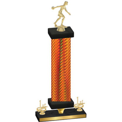 Premium Single Orange Carbon Fiber First Place Bowling Trophy