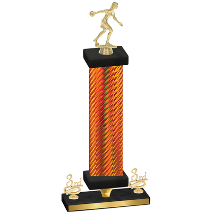 Premium Single Orange Carbon Fiber Third Place Bowling Trophy
