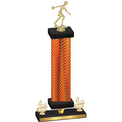 Premium Single Orange Carbon Fiber Fourth Place Bowling Trophy