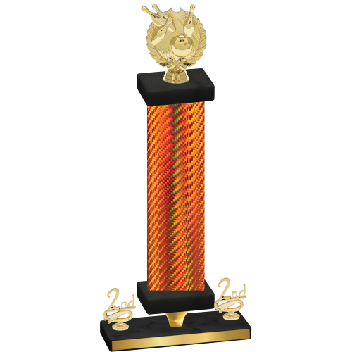 Premium Single Orange Carbon Fiber Second Place Bowling Trophy
