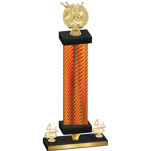 Premium Single Orange Carbon Fiber Fourth Place Bowling Trophy