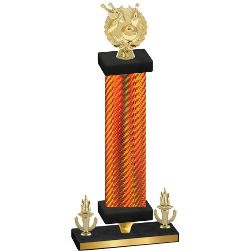 Premium Single Orange Carbon Fiber Victory Bowling Trophy