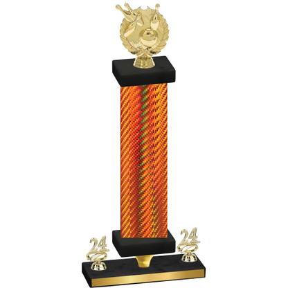 Premium Single Orange Carbon Fiber Year Bowling Trophy
