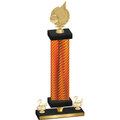 Premium Single Orange Carbon Fiber Second Place Volleyball Trophy