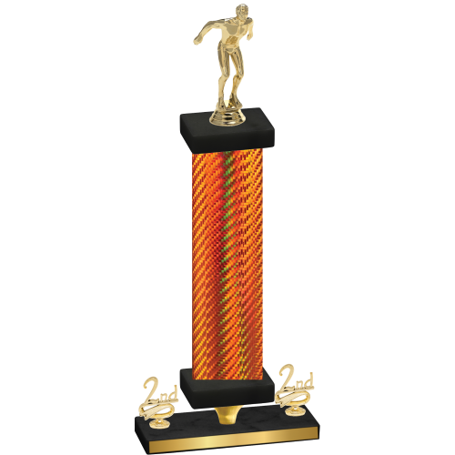 Premium Single Orange Carbon Fiber Second Place Swimming Trophy