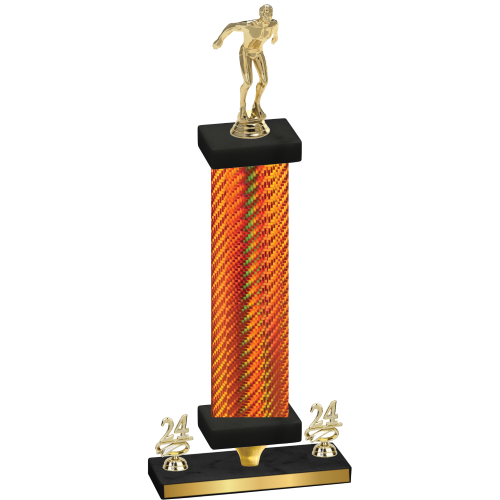 Premium Single Orange Carbon Fiber Year Swimming Trophy