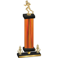 Premium Single Orange Carbon Fiber Victory Football Trophy