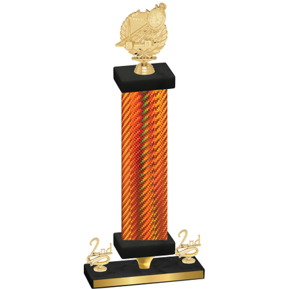 Premium Single Orange Carbon Fiber Second Place Swimming Trophy