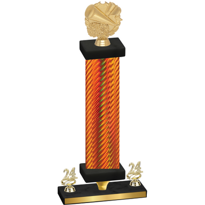 Premium Single Orange Carbon Fiber Year Cheerleading Trophy