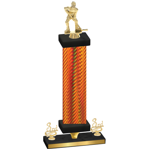 Premium Single Orange Carbon Fiber Third Place Hockey Trophy