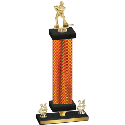 Premium Single Orange Carbon Fiber Year Hockey Trophy