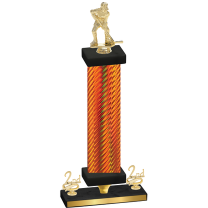 Premium Single Orange Carbon Fiber Second Place Hockey Trophy