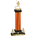 Premium Single Orange Carbon Fiber Victory Lacrosse Trophy