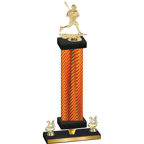 Premium Single Orange Carbon Fiber Year Lacrosse Trophy