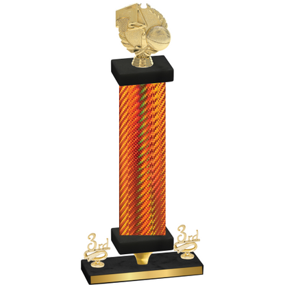 Premium Single Orange Carbon Fiber Third Place Basketball Trophy
