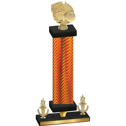 Premium Single Orange Carbon Fiber Victory Basketball Trophy