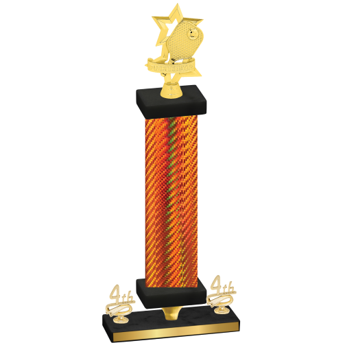 Premium Single Orange Carbon Fiber Fourth Place Pickleball Trophy