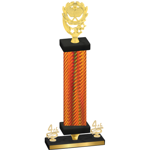 Premium Single Orange Carbon Fiber Fourth Place Pickleball Trophy