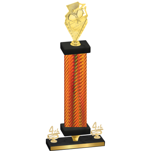 Premium Single Orange Carbon Fiber Fourth Place Pickleball Trophy