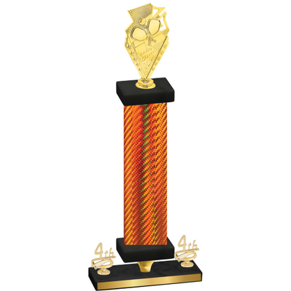 Premium Single Orange Carbon Fiber Fourth Place Pickleball Trophy