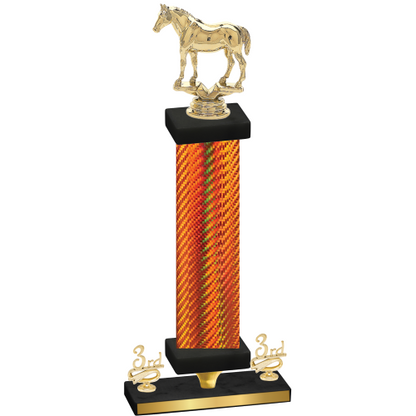 Premium Single Orange Carbon Fiber Third Place Horses Trophy
