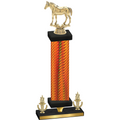 Premium Single Orange Carbon Fiber Victory Horses Trophy