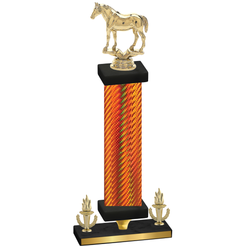 Premium Single Orange Carbon Fiber Victory Horses Trophy