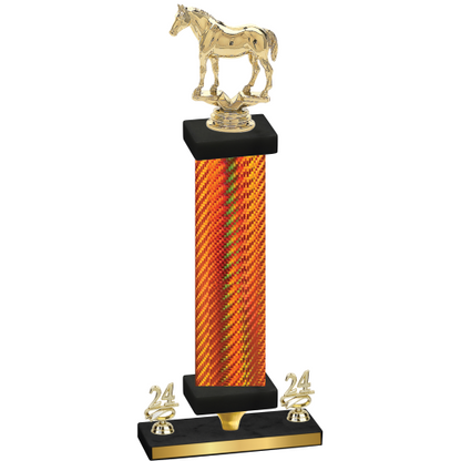 Premium Single Orange Carbon Fiber Year Horses Trophy